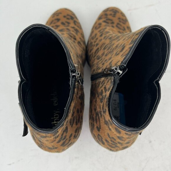 Libby Edelman Claudia 9M Leopard Animal Print Heeled Ankle Bootie Boots Mob Wife - Picture 6 of 16